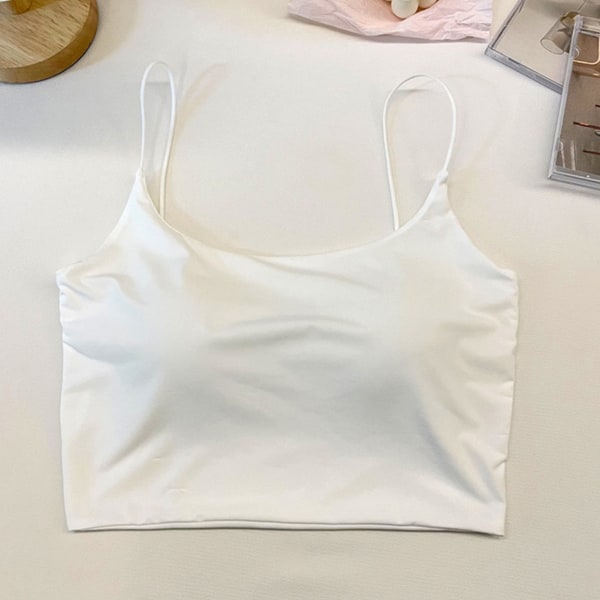 Naisten spagettihihna Slim Fit rintapehmustettu hengittävä hihaton Basic Camisole valkoinen 88,2?137,8 lb