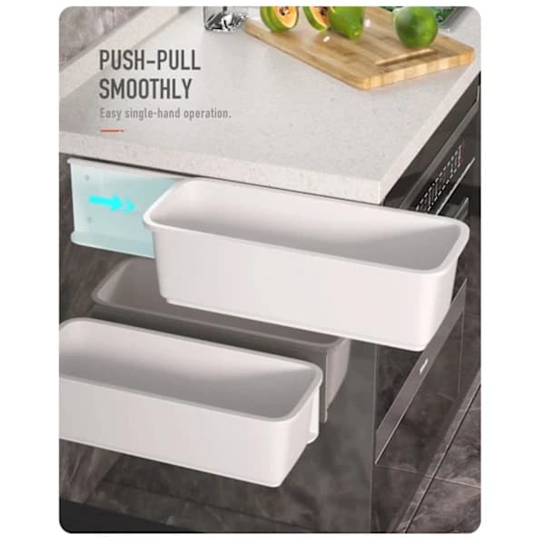 Utdragbar förvaringskorg, väggmonterad förvaringskorg, 2-pack, vit