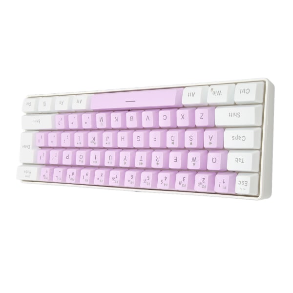 Gaming Keyboard USB 61 Keys RGB Bakgrunnsbelyst Ergonomisk Kontrast Farge Plassbesparende Kablet tastatur for stasjonær bærbar PC Hvit Lilla