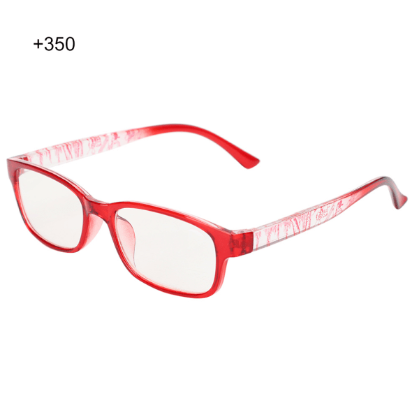 Läsglasögon Presbyopiska glasögon Röd ram Glasögon för män kvinnor med förvaringslådor (+350 röd ram)