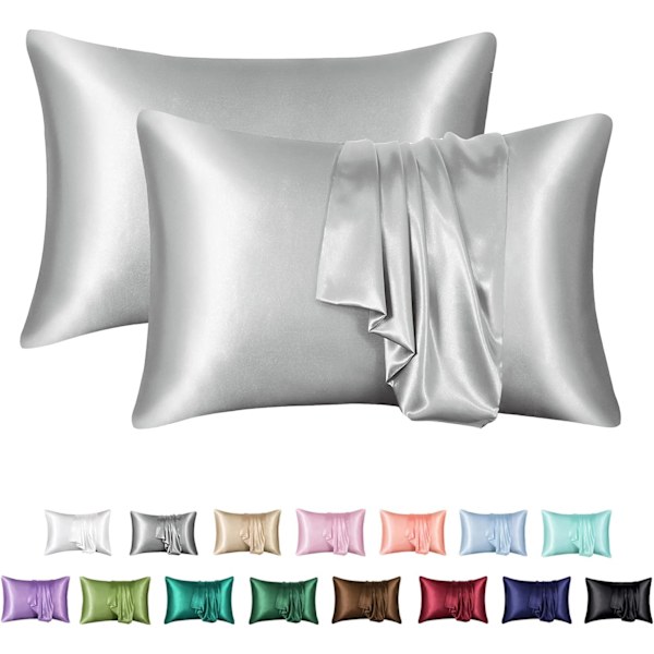 Silk Satin Örngott 2-pack (utan fyllmedel) Silver Grey