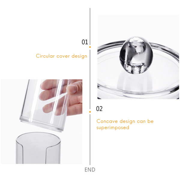 2 i 1 gennemsigtige bomuldspuder Opbevaringsboks til bomuldspinde, gennemsigtig kosmetisk makeup-organisator-etui