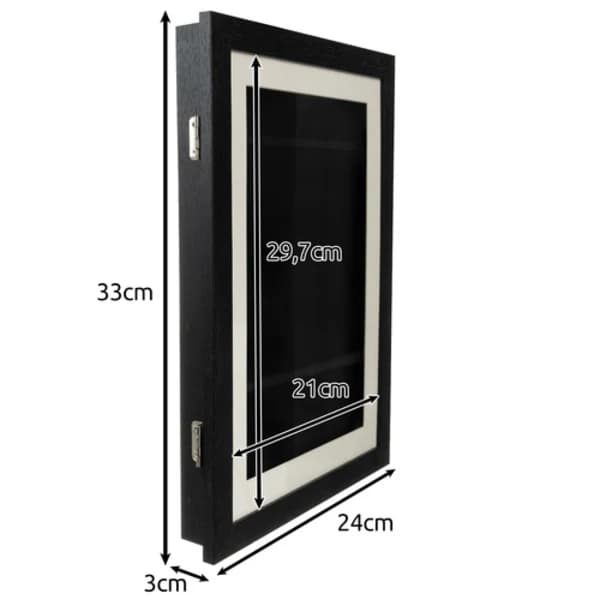 A4 Konstram för barn, frontöppning, MDF-akrylram för barnteckningar, heminredning, svart, 1-pack 1-Pack