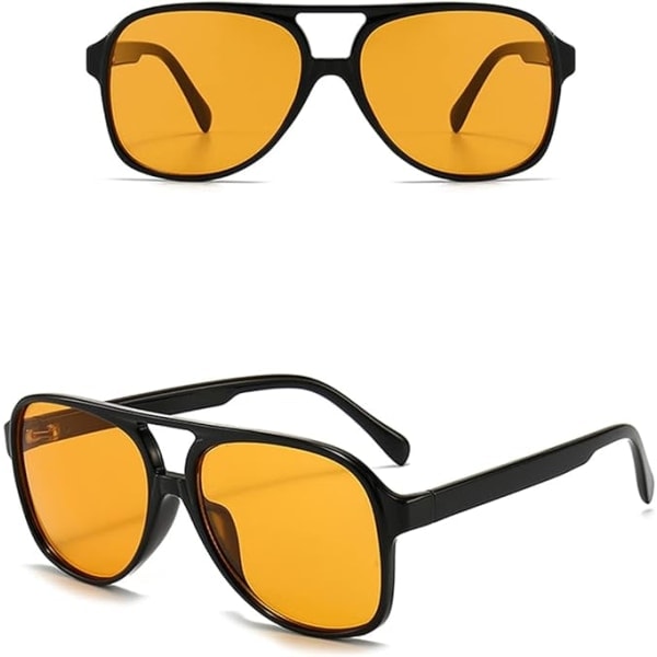Vintage Aviator Solbriller for Kvinner Menn 70-talls Briller Retro Overdimensjonerte Gule Linser Skydd_paris