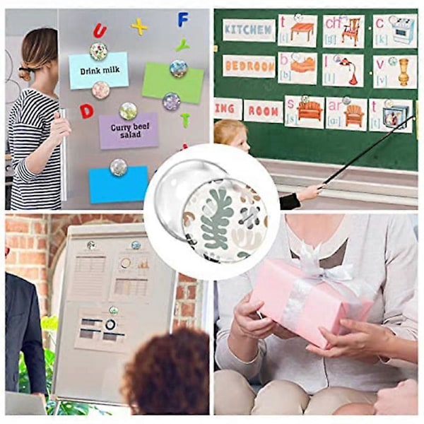 48 Sett Håndverk Kjøleskapsmagnet Glass Keramisk Magnet med Selvklebende Bakside og Transparent Klart Glass.pa