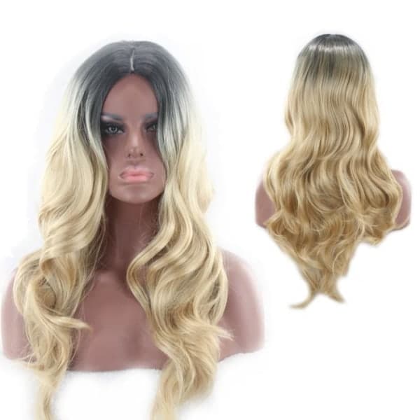 Peruk Svart, grå, blond inkl. peruknät & hårkam