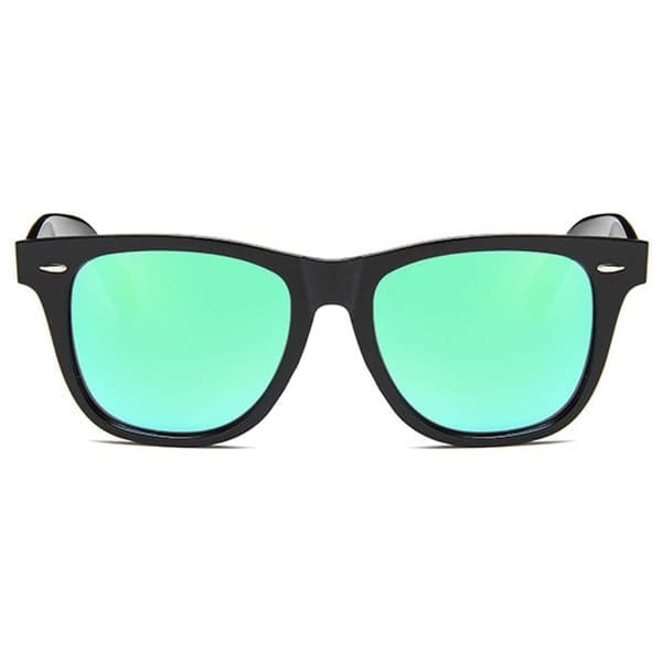 Svarte Wayfarer Solbriller Grønt Speilglass—pa