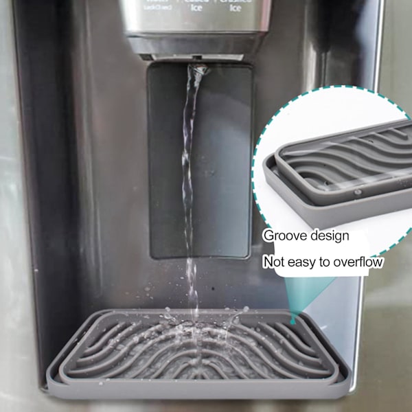Silikon Dryppbrett for Kjøleskapsvanndispenser, Sprutbeskyttelse, Dryppsamler, Kjøleplate, Underlag, Hjemmekjøkkenutstyr Grå Grey B