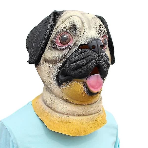Halloween Latex Dyre Mops Mask Hodeplagg