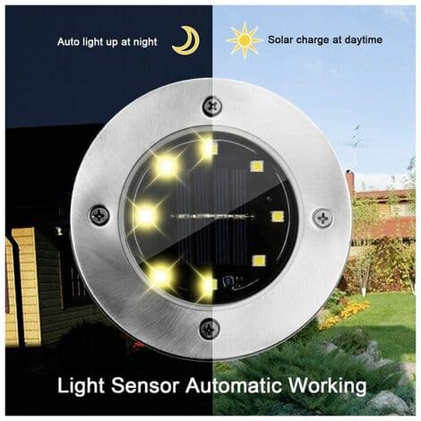 8 LED Jordlamper Varme Solcellelamper Landskapslamper