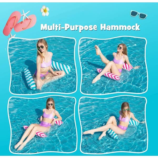 Floating Hammock 2-pack, 4-i-1 Inflatable Hammock Pool Inflatable Water Hammock, Collapsible Floating Hammock Ultralight, Sun Lounger f