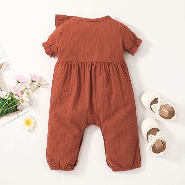Baby Flicka Romper Mode Spädbarnskläder Baby Kortärmad Rosa 90CM