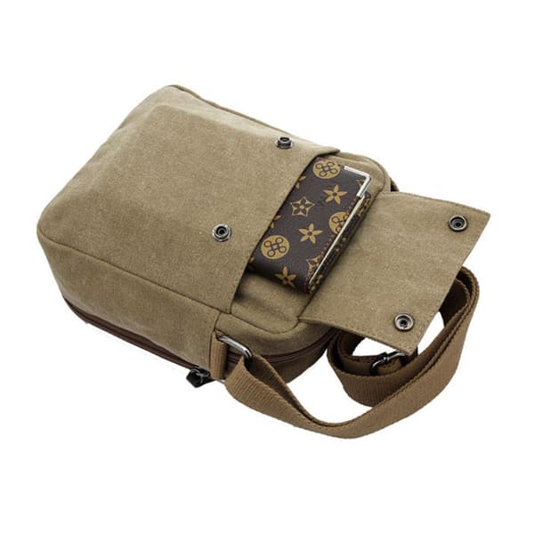 Canvas skulderveske for gutter - Khaki farge