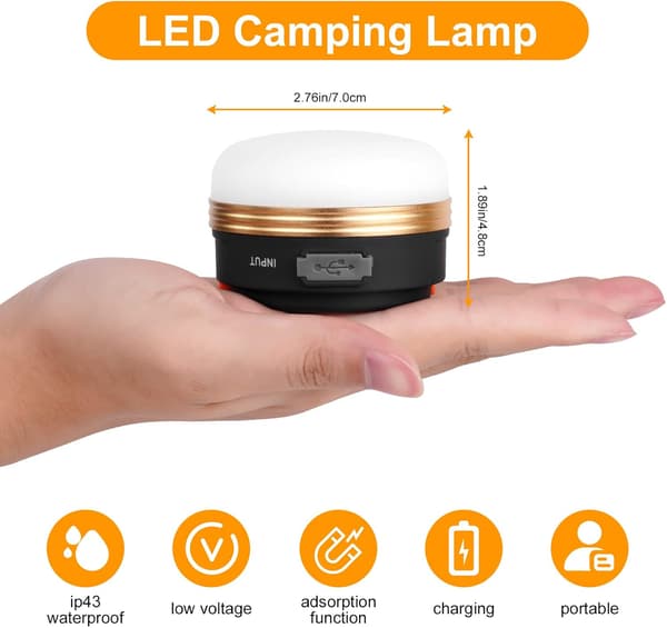 2 stk. campinglykt, USB oppladbar blendende LED-teltlampe