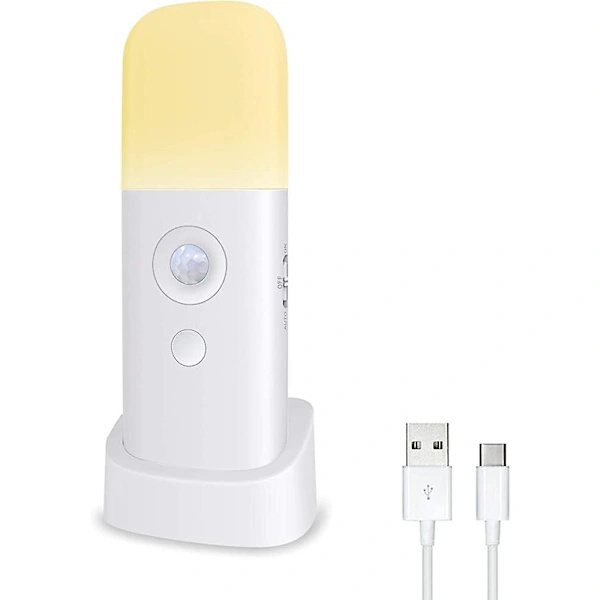 Motion Sensor Light Indoor with Base, USB Rechargeable Battery 2000 mAh, Dimmable