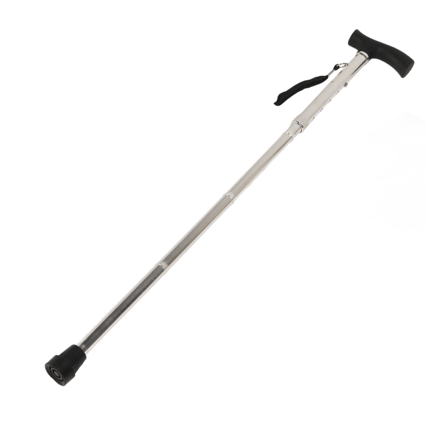 Walking Stick 5-seksjons sammenleggbar aluminiumslegeringsstang Anti-skli gummipute Trekking Stick Silver