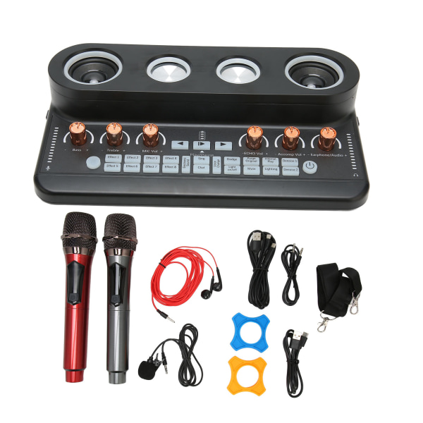 Podcastutrustningspaket Podcastkit Musikproduktionsutrustning med Soundboard-mikrofon för streaminginspelning Svart