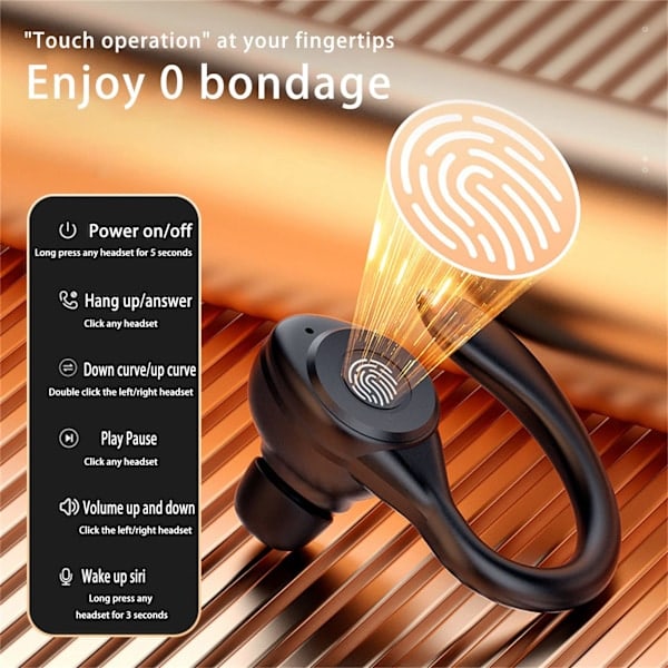 Gaming Headset Konkurrence Lav Latens In-Ear Bluetooth Hovedtelefoner, IPX7 Vandtætte Immersive Bas Bluetooth Hovedtelefoner med Digital Display (Sort)