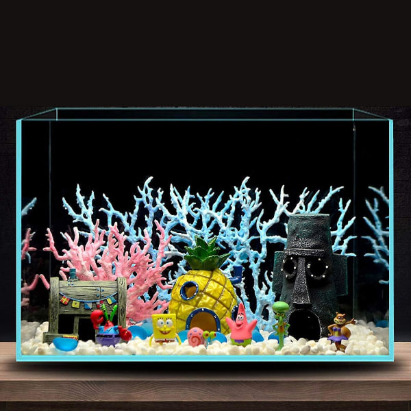 SpongeBob Aquarium Decoration Betta Small Fish Tank Ornament, set med 3