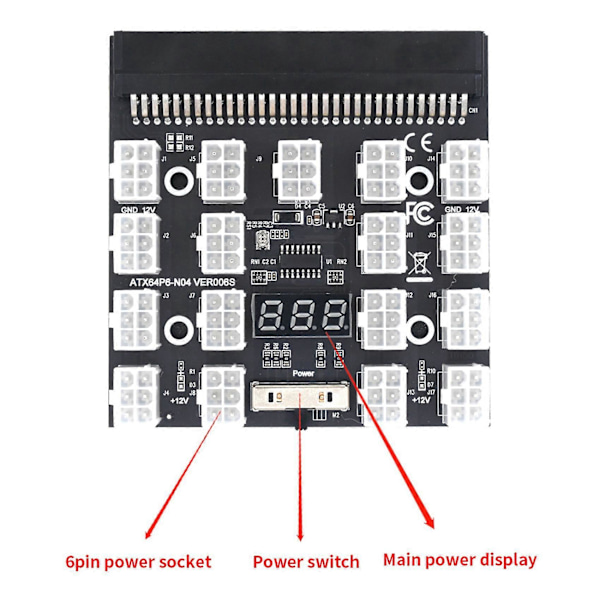3X Breakout Board 17 Port 6Pin LED Display Strømmodul Serverkortadapter for 1200W 750W PSU GPU.pa