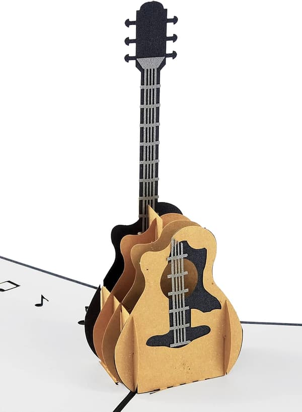 Gitarrdesign 3D Pop Up-kort Gratulationskort Gitarrpresent Musikgåva för gitarrist Musiker