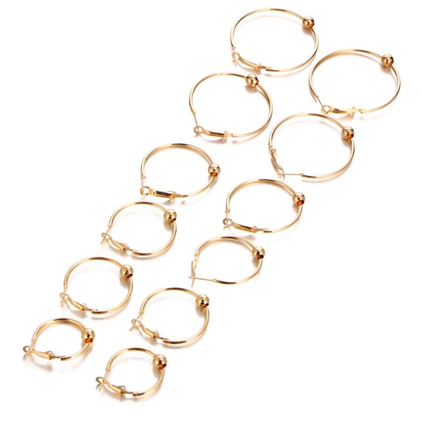6 paria yksinkertainen tyyli pyöreä pyöreä metalliseos korvakorut naisten naisten set lisävaruste (kulta)