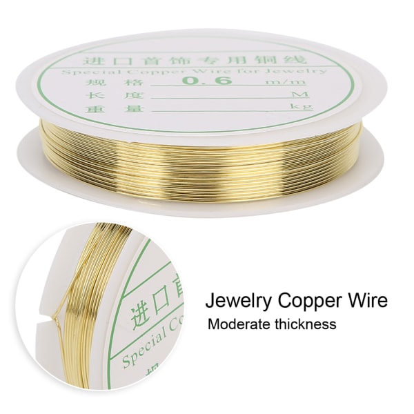 Smykker Kobbertråd gør-det-selv-armbånd Halskæde Smykkefremstilling Beading Indpakning Wire10 stk 0,6 mm guld
