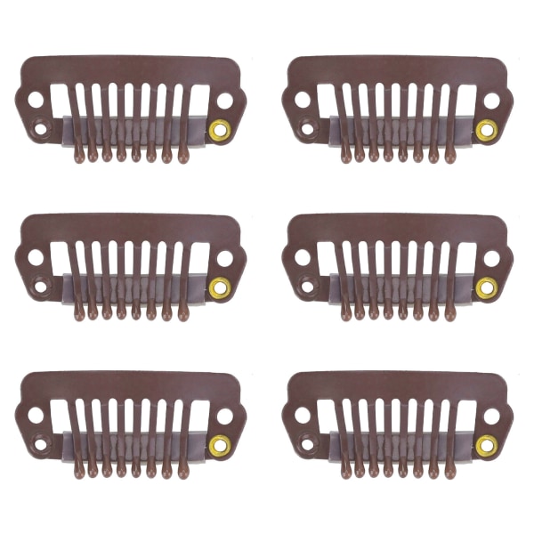 50 kpl 8 kärkeä 8 hammasnapsautuskampa peruukkikiinnikkeet ruostumattomasta teräksestä kuminauhakiinnikkeet hiustenpidennysperuukkeihin Ruskea