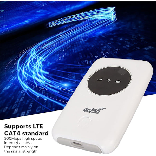 4G LTE WiFi-modem, olåst 5G WiFi mobil hotspot WiFi-router med SIM-kortplats och Micro USB 300Mbps höghastighets bärbar resehotspot för resor.pa