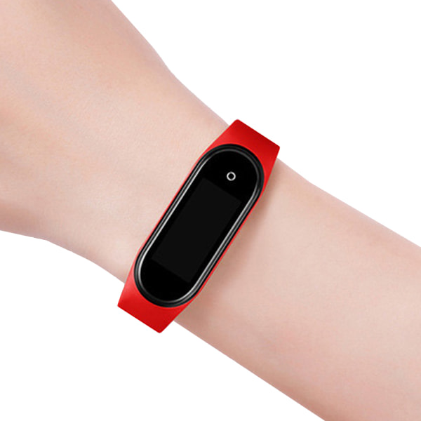 Färgskärm Smart Armband Temperatur Hälsa Sport Vattentät punainen