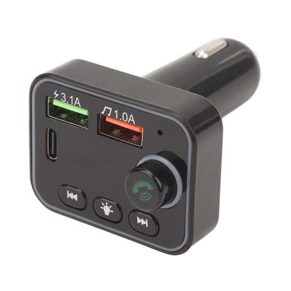 Bluetooth FM-sender PDF4 trådløs biladapter med dobbelt USB-opladning MP3-afspiller Håndfri opkald 7 farver baggrundsbelyst lys