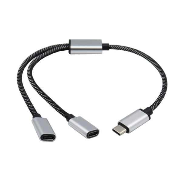 USB C hane til 2 USB C hona kabeladapter Hörlurstyp C Laddningsadapter 480Mbps Dataoverføring 30cm/11.81in