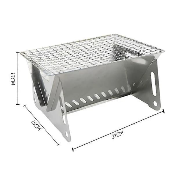 Grillnet i rustfrit stål, bærbart grillrist til camping, picnic, vandreture 21,5 x 15 cm BBQ net