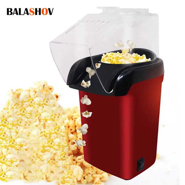 220V Popcornmaskin Mini Popcornmaskin Elektrisk Hushållsapparat Maskin Helt Automatisk Popcornmaskin För Hemkök Röd Red EU