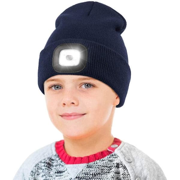 LED-mössa med ljus för barn, unisex, stickad nattmössa