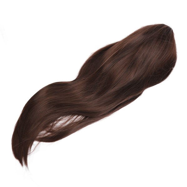 Kvinner lang krøllete parykk Mørkebrun Farge Pustende Nett Fast Bær falske hår Bølgete parykker