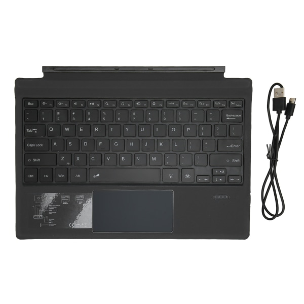 Trådlöst Bluetooth tangentbord Ultratunt bärbart 7-färgs bakgrundsbelysningtangentbord med pekplatta för Microsoft Pro3 4 Pro5 Pro6 Pro7
