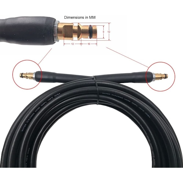 Høytrykksslange for Karcher K2 K3 K4 K5 K6 K7 høytrykkspyler, slange, kobling og hurtigkobling (8 m)