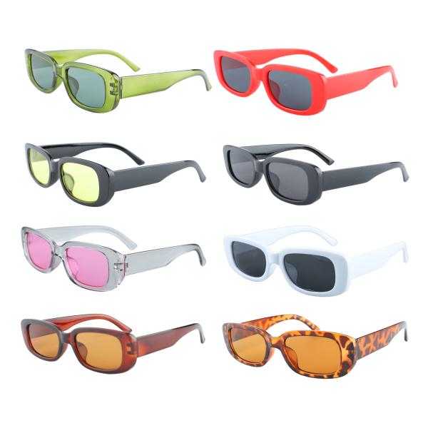 8 stk Liten ramme Vintage solbriller Casual Retro stil rektangulære solbriller for menn kvinner