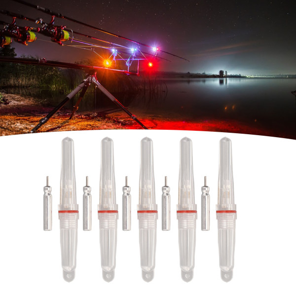 5 STK LED Fiske lokke Lys Vanntett Fiske Glow Sticks PE Shell Tett Forsegling Gjenbrukbart fisketilbehør Fortsatt rød