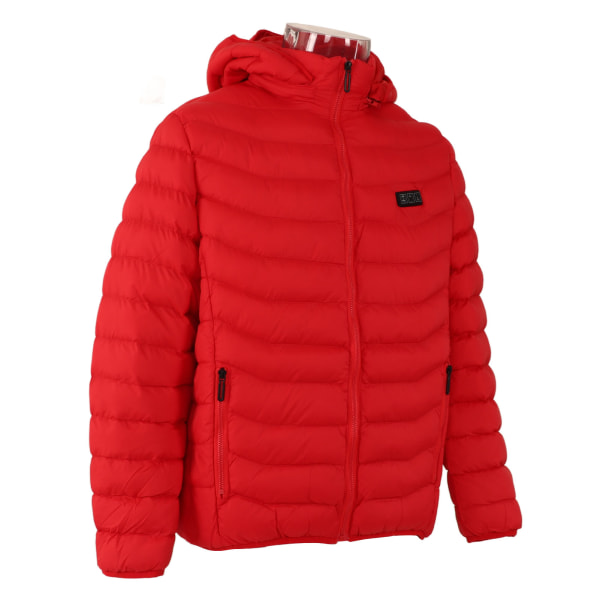 11 Areas Lämmitetty takki Ulkokäyttöön USB Sähkölämmitys Takit Lämpimät Sprots Thermal Coat Vaatteet Lämmitettävä puuvillatakki miehille Punainen M