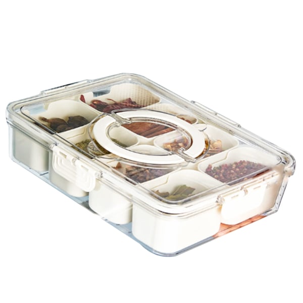 Muovinen säilytyslaatikko Multi Jääkaappi Ruoanjakolaatikko kokkareille Vihannesten hedelmien mausteille Iso 8 ritilää