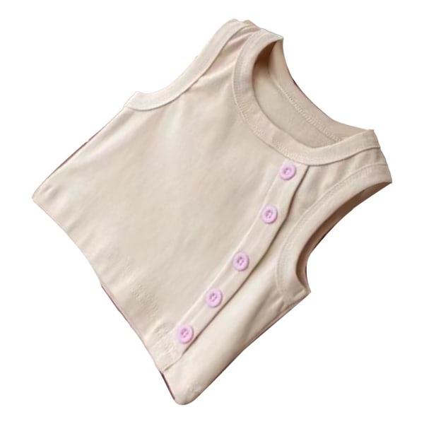 Kid pige rund hals tanktop sommer afslappet moderigtigt knap ærmeløs skjorte bluse til fest Pink 130