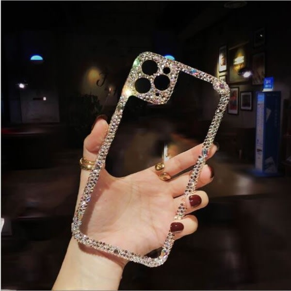 Glitter Bling Sparkling Diamond Crystal Mjuk kompatibel med iPhone- case för kvinnor, flickor (Vit, iPhone 13 pro)