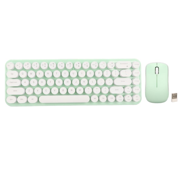 Skrivemaskin tastatur og mus Combo 68 taster 2,4 GHz stabil overføring Batteridrevet retro skrivemaskin tastatur for Windows Hvit Grønn