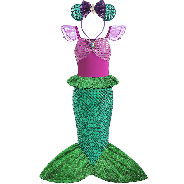 Disney Little Mermaid Ariel Princess Dress For Girls Kortärmad Tyll Kostym 9-10T Ariel3