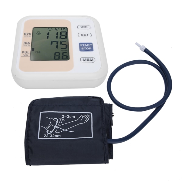 Hushålls-LCD Digital blodtrycksmätare Exakt överarmsblodtrycksmätare Guld utan röst