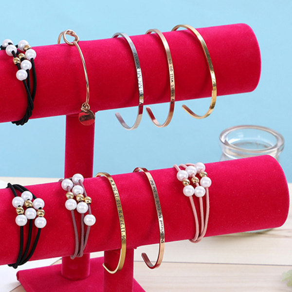 Smycken Display Stand Enkelt fashionabelt Armband Scrunchies Hållare för Hem Smycken Butik Showcase Rose Red Dubbel rad