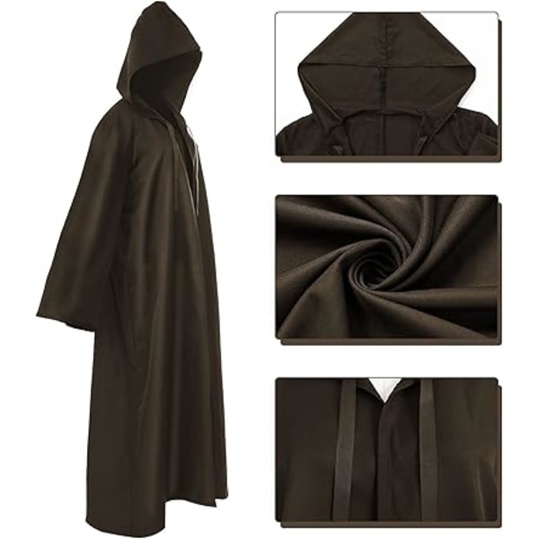 Svart kappa med huva för vuxna och barn, unisex vampyrkappa, Darth Vader-dräkt, halloweenkostym, häxkappa, jediklänning, lång kappa för halloween