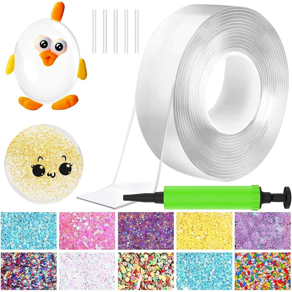 Oppgradera Nano Tape Bubble Kit, Dubbelsidig Tape Plast Bubble, elastisk tejp Ny Transparency 0,01cm*0,5cm*200cm